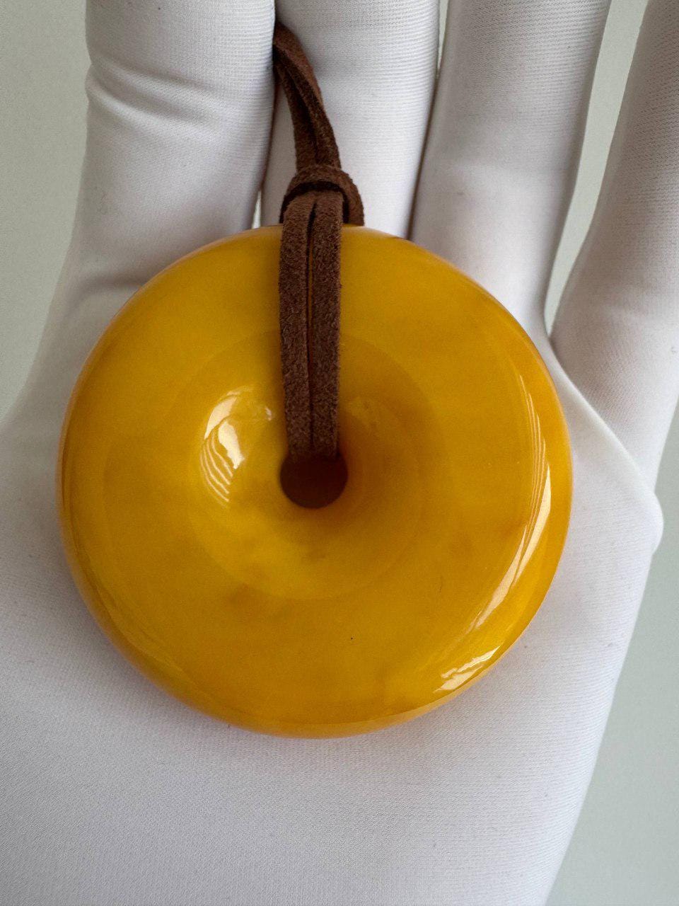 Vintage Baltic Amber Donut Pendant and Bangle Set