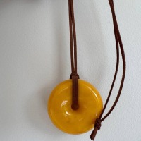 Vintage Baltic Amber Donut Pendant and Bangle Set