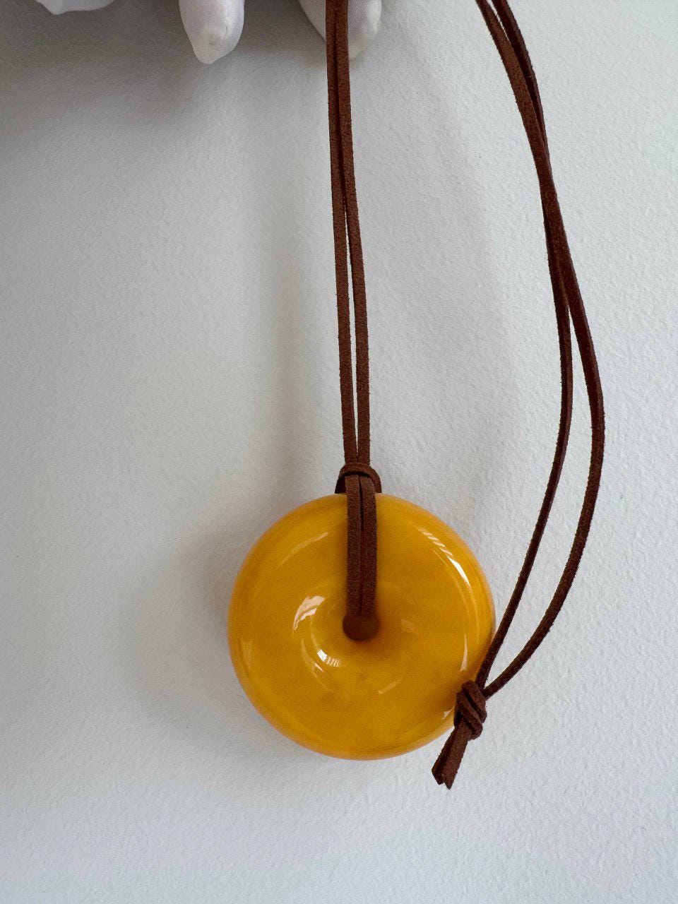 Vintage Baltic Amber Donut Pendant and Bangle Set