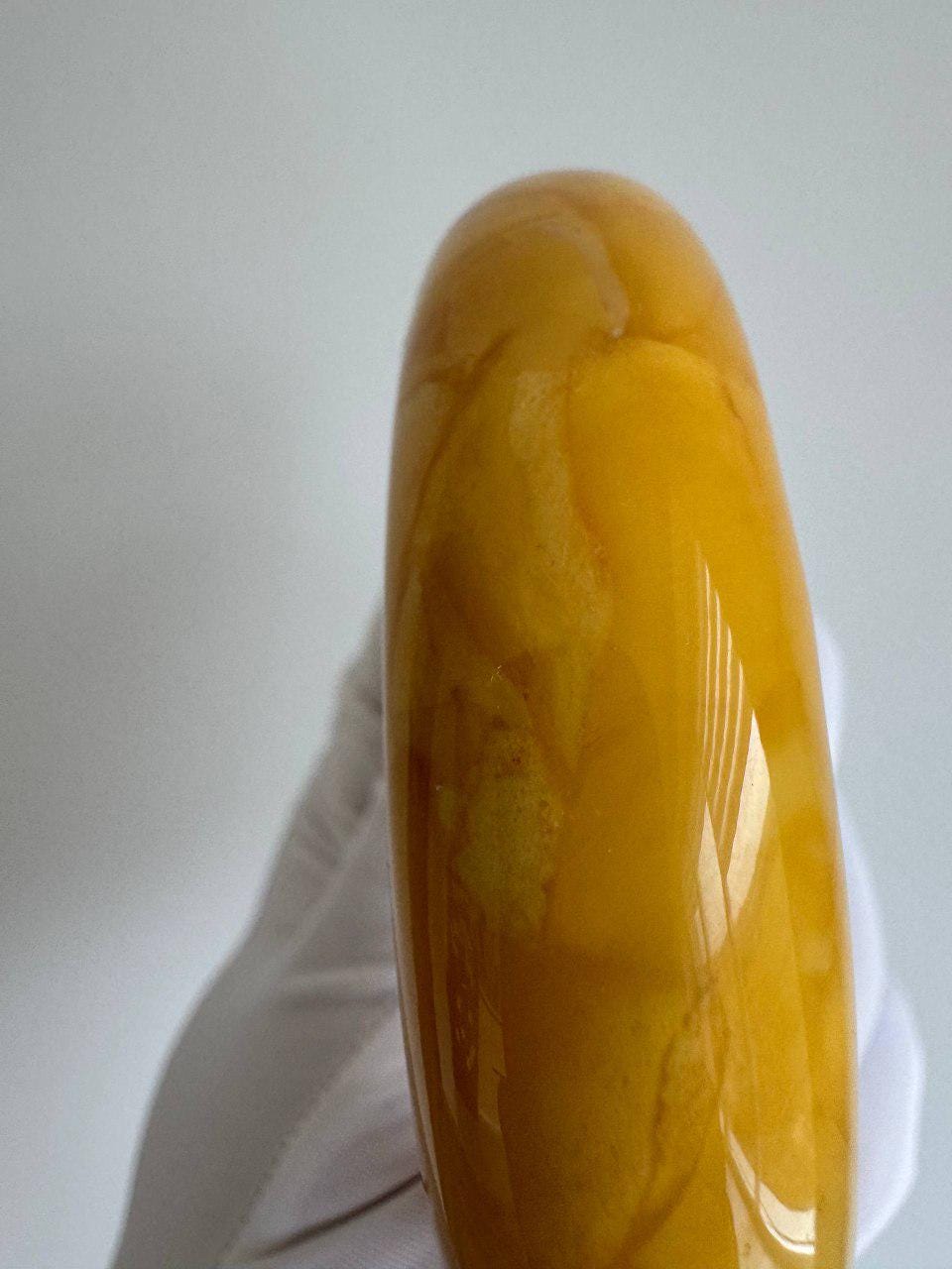 Vintage Carved Baltic Amber Bangle and Pendant Set
