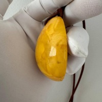 Vintage Carved Baltic Amber Bangle and Pendant Set
