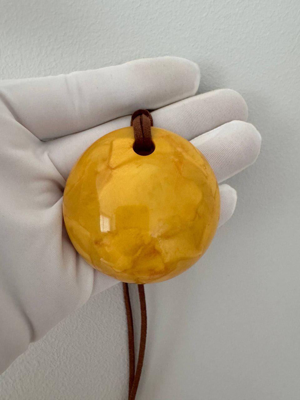 Vintage Carved Baltic Amber Bangle and Pendant Set