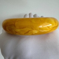 Vintage Carved Baltic Amber Bangle and Pendant Set