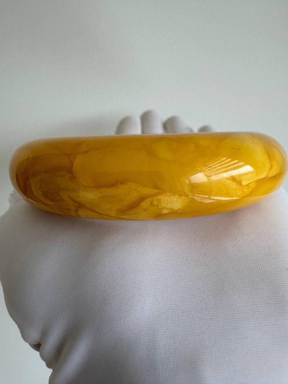 Vintage Carved Baltic Amber Bangle and Pendant Set