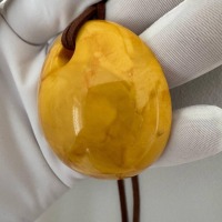 Vintage Carved Baltic Amber Bangle and Pendant Set