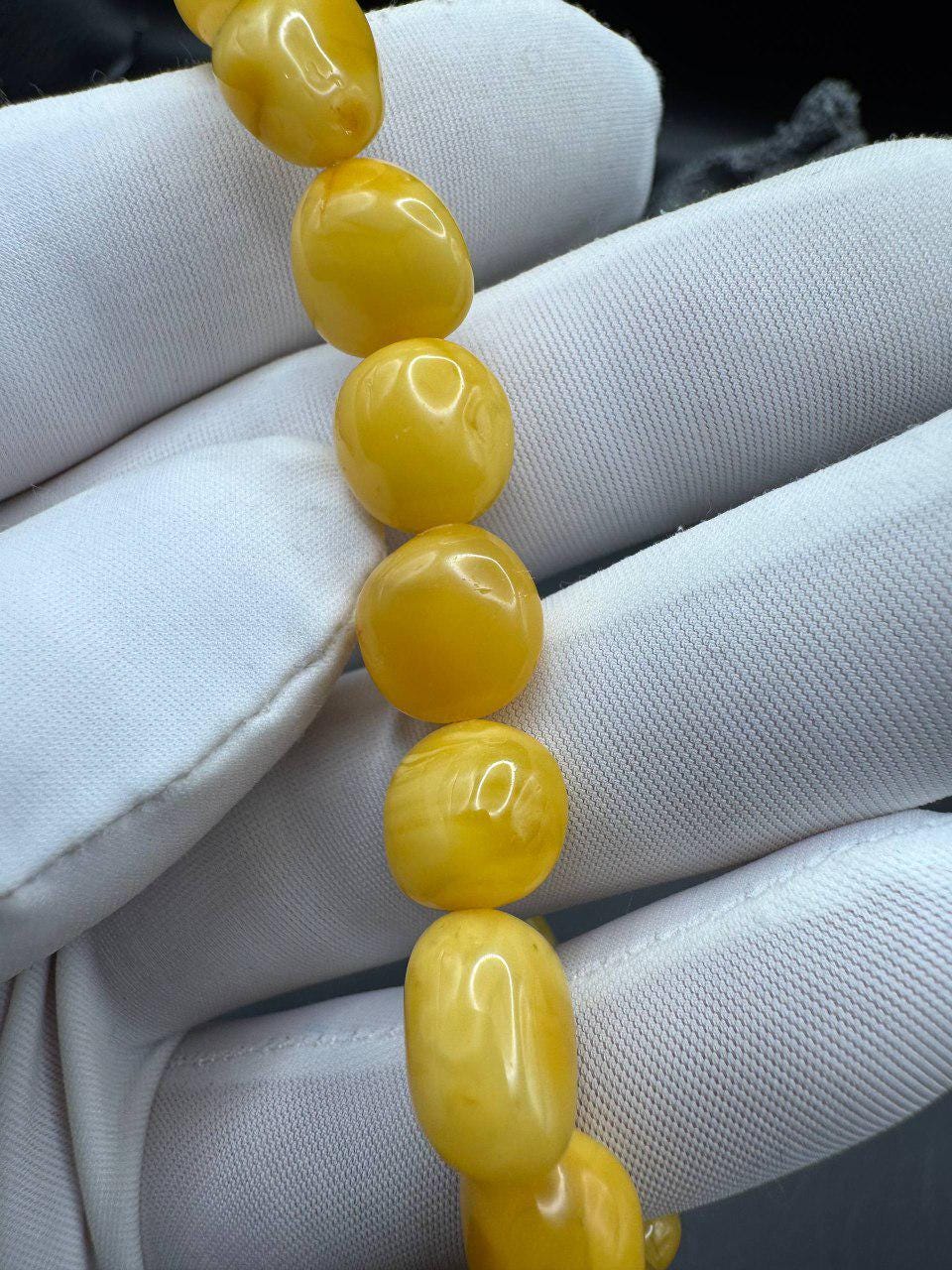 il_fullxfull.7409390958_h1hk.jpg Honey Baltic Amber Bracelet, Milky Yellow Beads, 8g