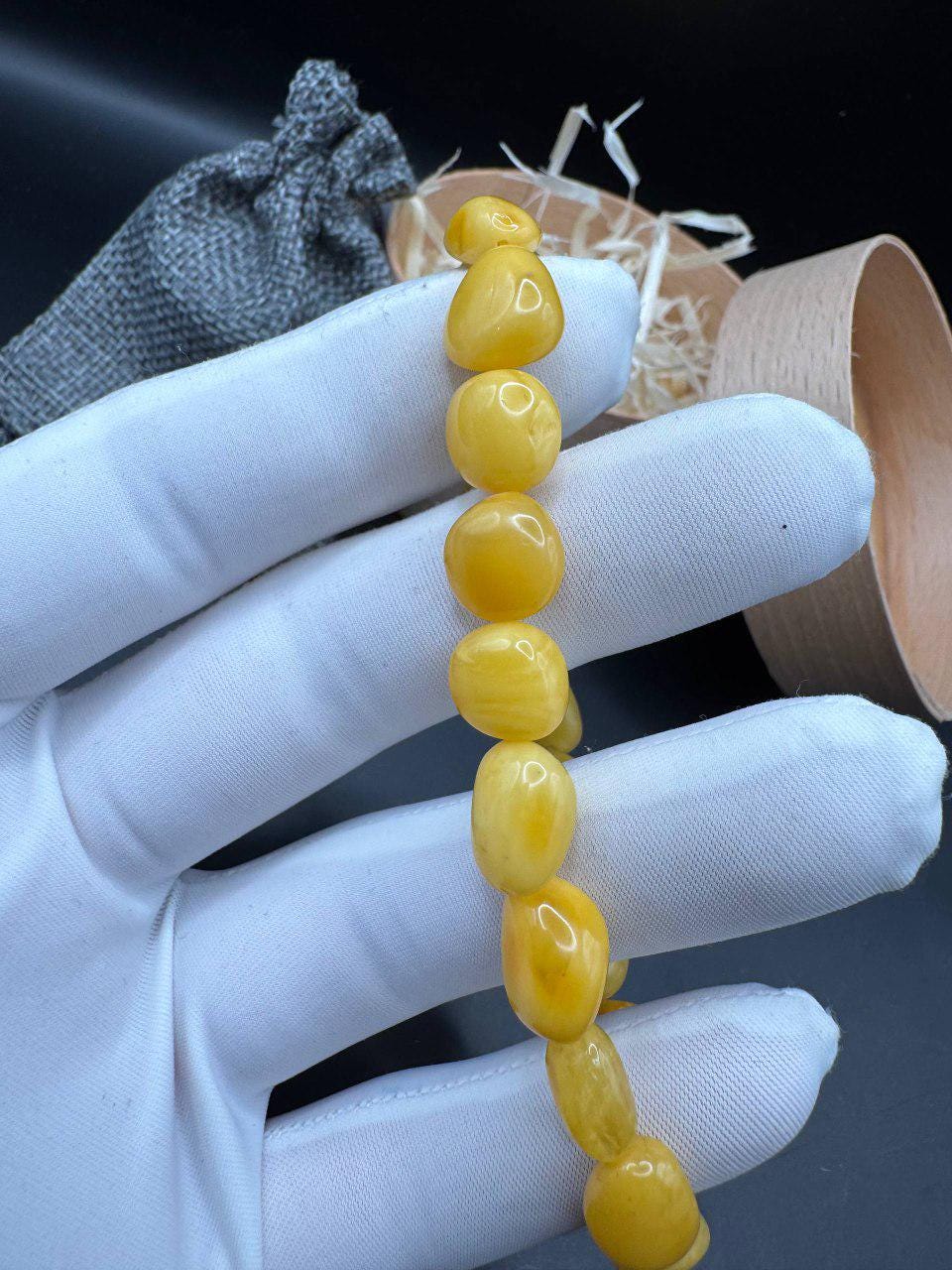 il_fullxfull.7409390960_gebm.jpg Honey Baltic Amber Bracelet, Milky Yellow Beads, 8g