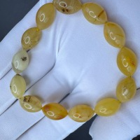 il_fullxfull.7429694872_kdfe.jpg Milky Yellow Oval Bead Bracelet, Amber-Look Gemstone, 10.3g