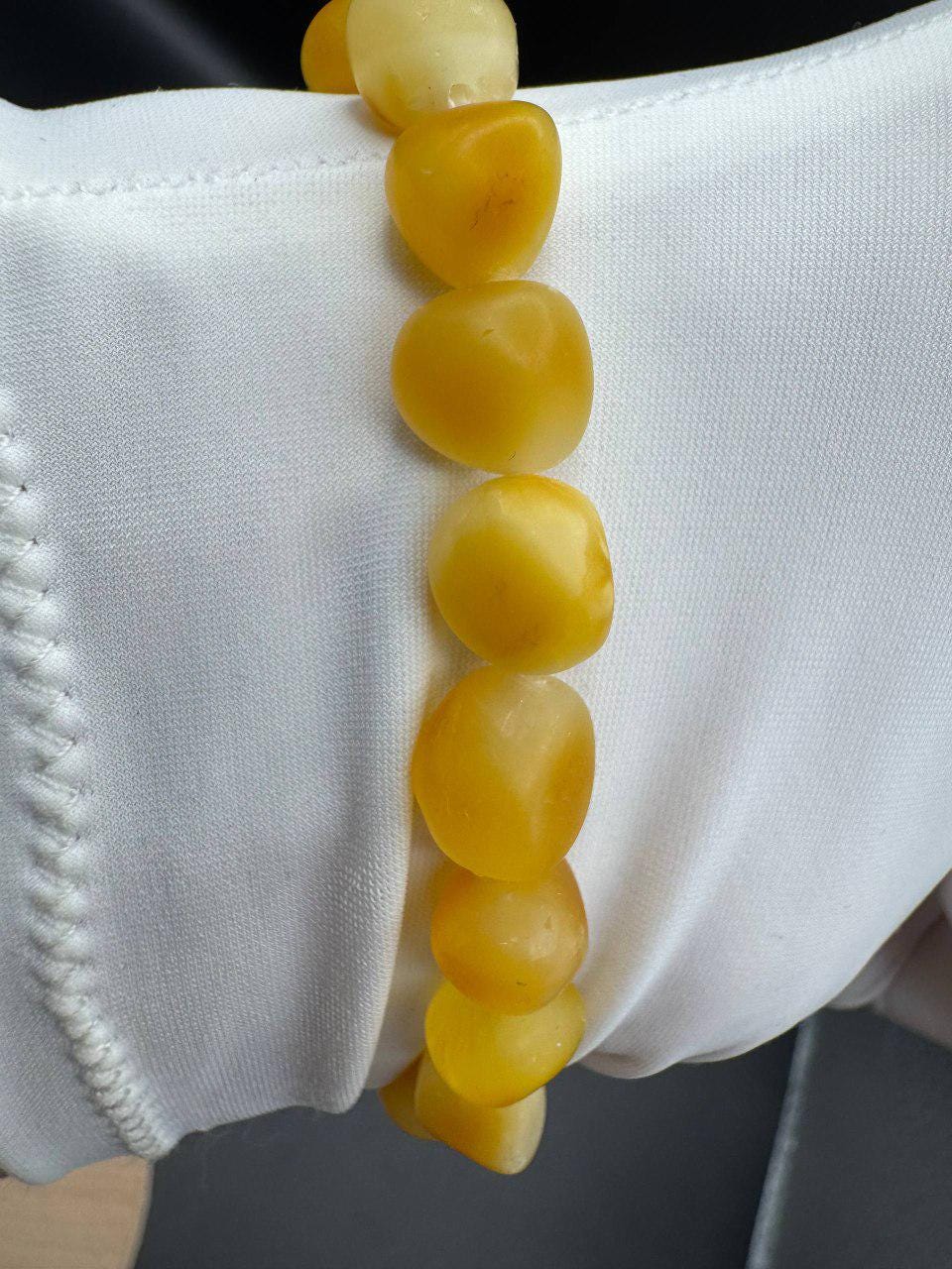 Raw Baltic Amber Bracelet, Unpolished Honey Yellow, 8.7g