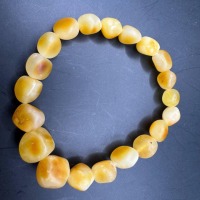 Raw Baltic Amber Bracelet, Unpolished Honey Yellow, 8.7g