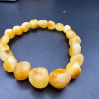 Raw Baltic Amber Bracelet, Unpolished Honey Yellow, 8.7g