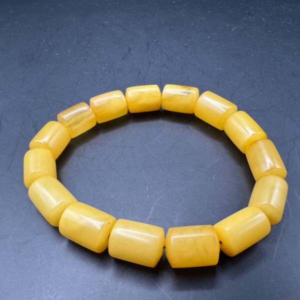 Butterscotch Baltic Amber Bracelet, Barrel Beads, 12g