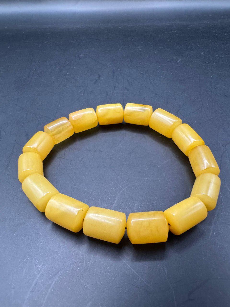 Butterscotch Baltic Amber Bracelet, Barrel Beads, 12g