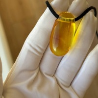 Golden Yellow Baltic Amber Pendant, 39mm, 9g