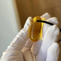 Golden Yellow Baltic Amber Pendant, 39mm, 9g