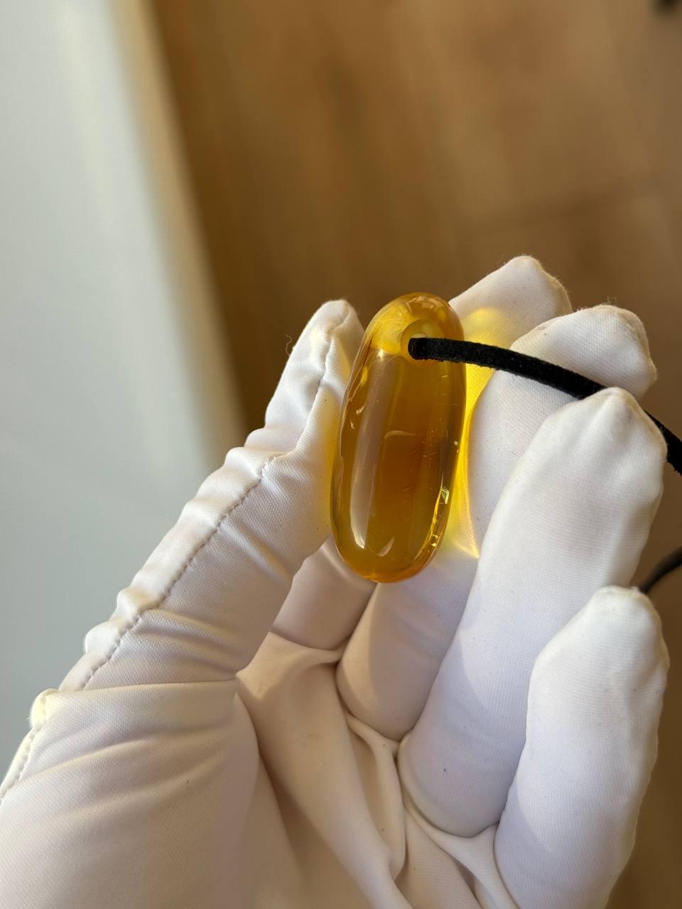 Golden Yellow Baltic Amber Pendant, 39mm, 9g