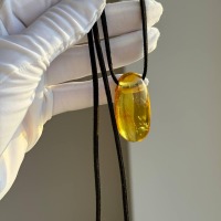 Golden Yellow Baltic Amber Pendant, 39mm, 9g
