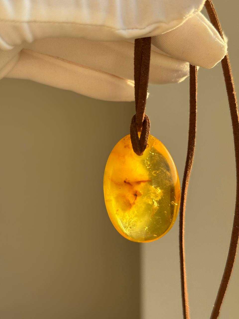 il_fullxfull.7435640121_nprd.jpg Golden Honey Baltic Amber Pendant on Suede Cord, 39mm, 10g