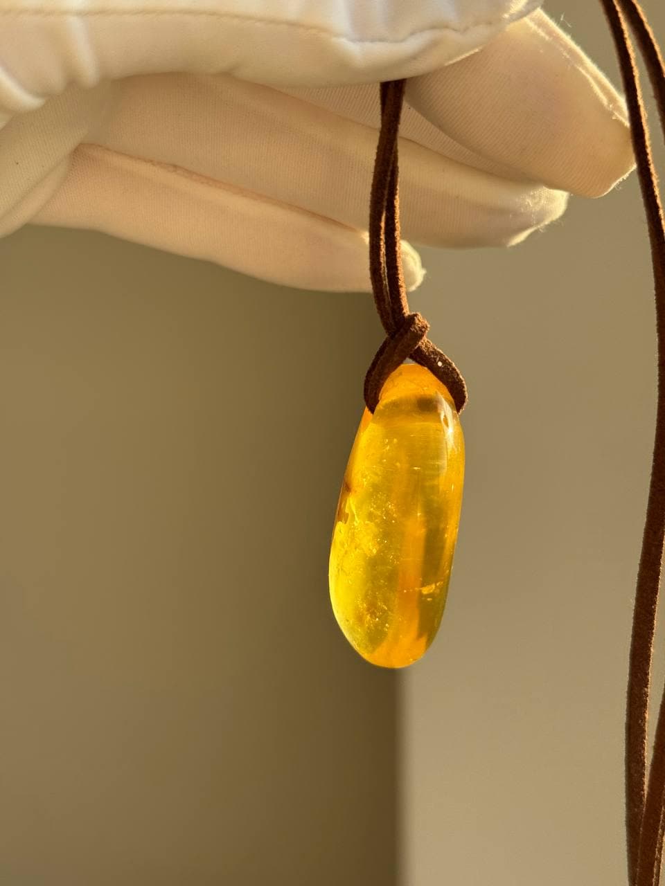 il_fullxfull.7435640123_twes.jpg Golden Honey Baltic Amber Pendant on Suede Cord, 39mm, 10g