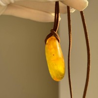 il_fullxfull.7435640135_qymb.jpg Golden Honey Baltic Amber Pendant on Suede Cord, 39mm, 10g