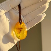 il_fullxfull.7435640137_8rco.jpg Golden Honey Baltic Amber Pendant on Suede Cord, 39mm, 10g