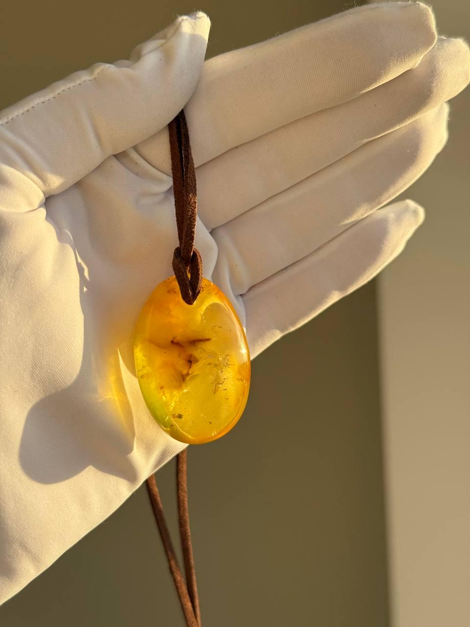 il_fullxfull.7435640137_8rco.jpg Golden Honey Baltic Amber Pendant on Suede Cord, 39mm, 10g