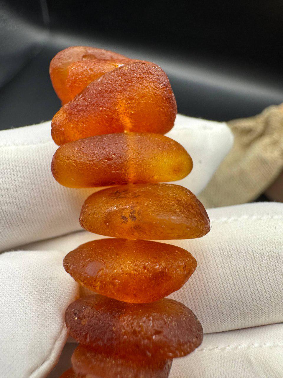 Raw Honey Cognac Baltic Amber Bracelet, Unpolished, 8.5 Inch