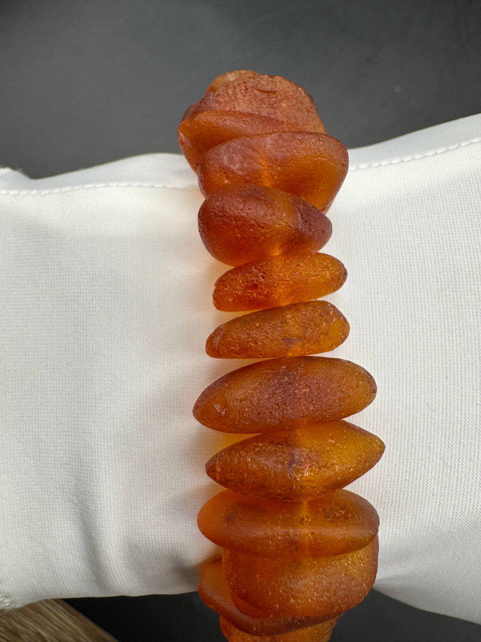 Raw Honey Cognac Baltic Amber Bracelet, Unpolished, 8.5 Inch