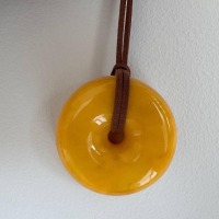 Vintage Baltic Amber Donut Pendant and Bangle Set