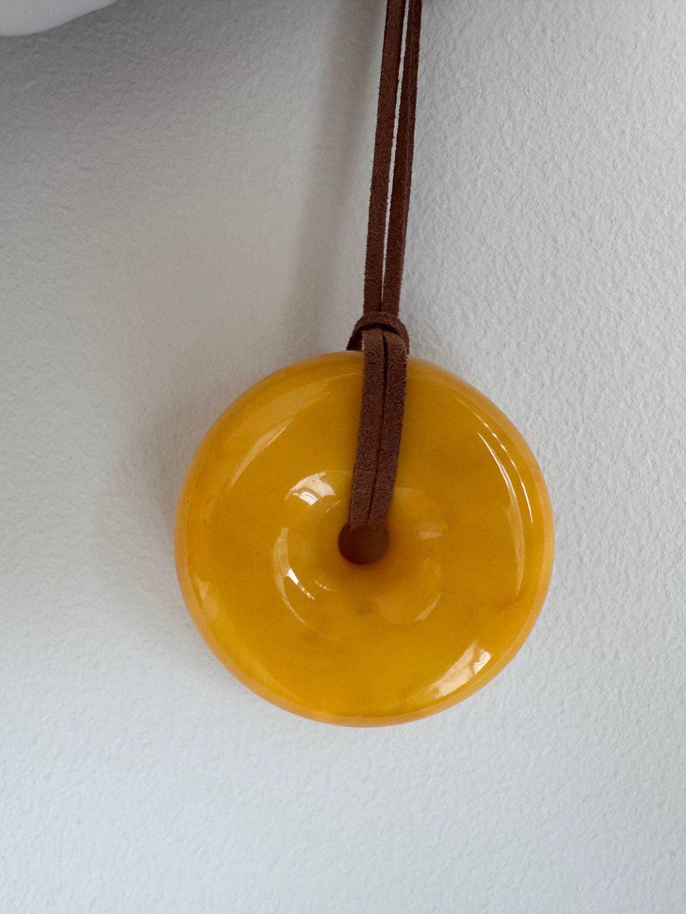 Vintage Baltic Amber Donut Pendant and Bangle Set