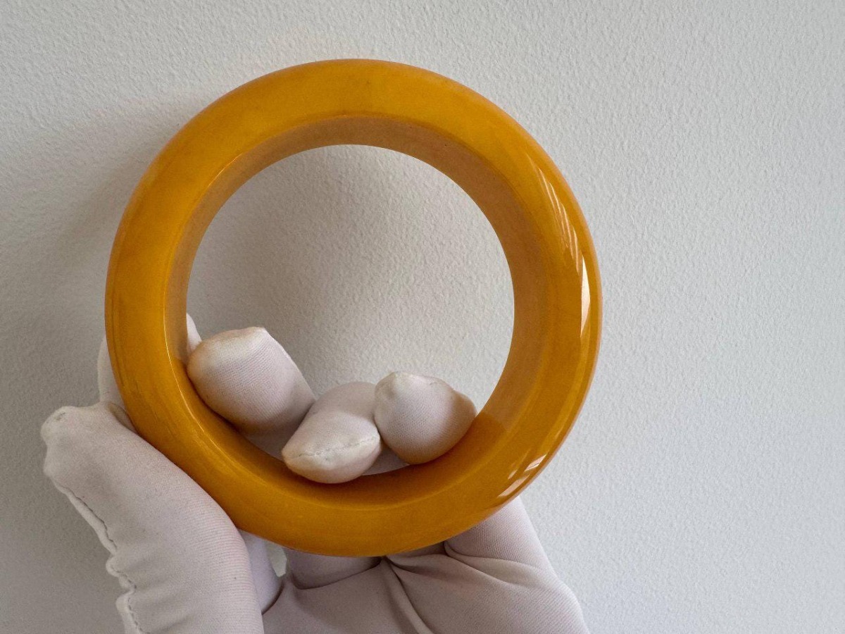 Vintage Baltic Amber Donut Pendant and Bangle Set