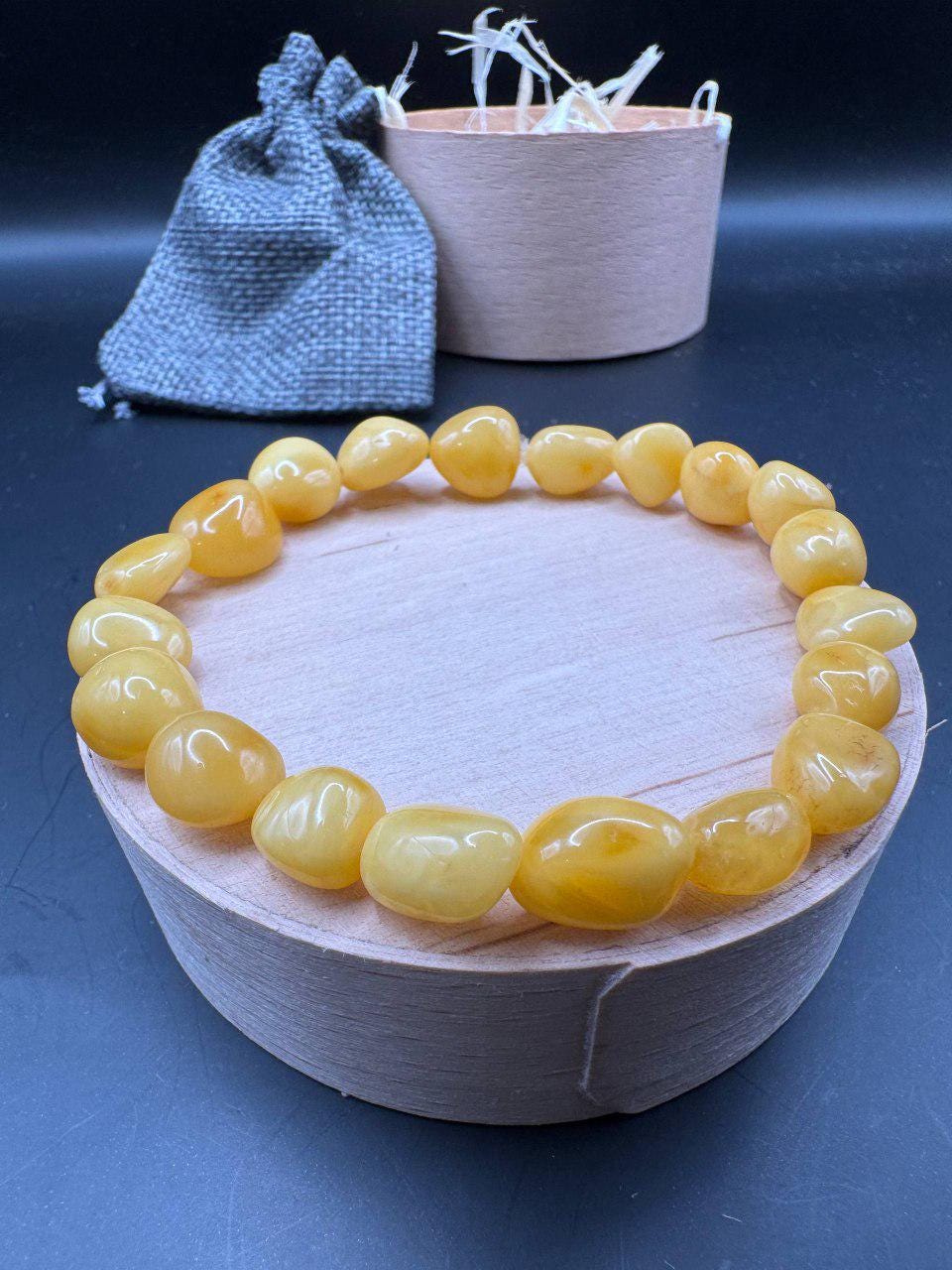 il_fullxfull.7457304781_beas.jpg Honey Baltic Amber Bracelet, Milky Yellow Beads, 8g