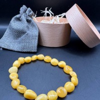 il_fullxfull.7457304783_e9aq.jpg Honey Baltic Amber Bracelet, Milky Yellow Beads, 8g