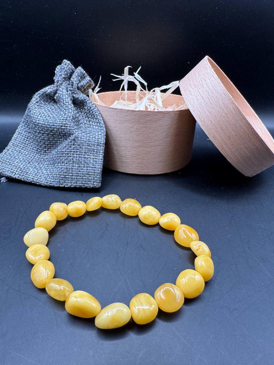 il_fullxfull.7457304783_e9aq.jpg Honey Baltic Amber Bracelet, Milky Yellow Beads, 8g