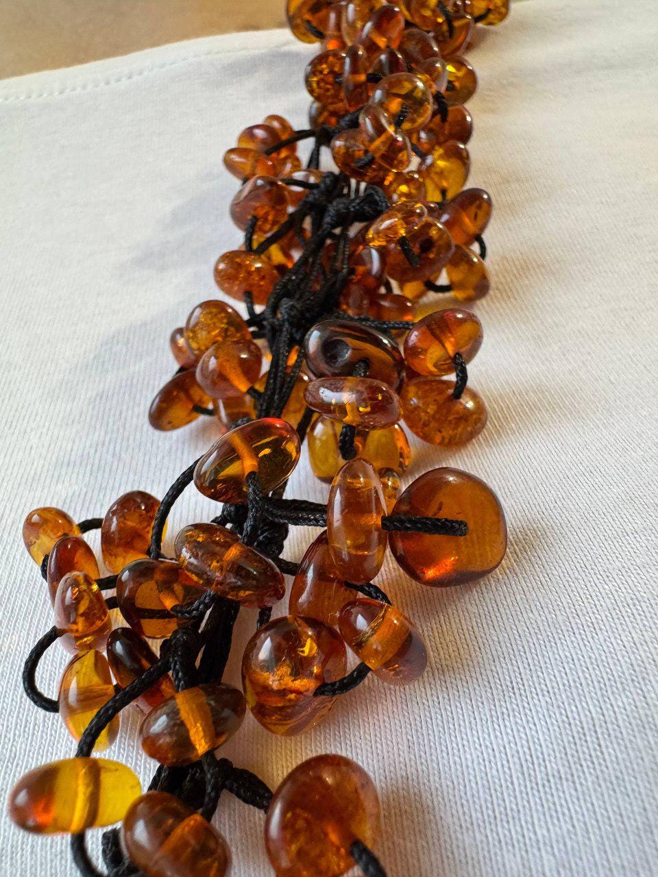 Cognac Baltic Amber Beaded Necklace, 75cm, 95g