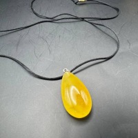 Golden Baltic Amber Teardrop Pendant, Hand-Polished, 4.5g