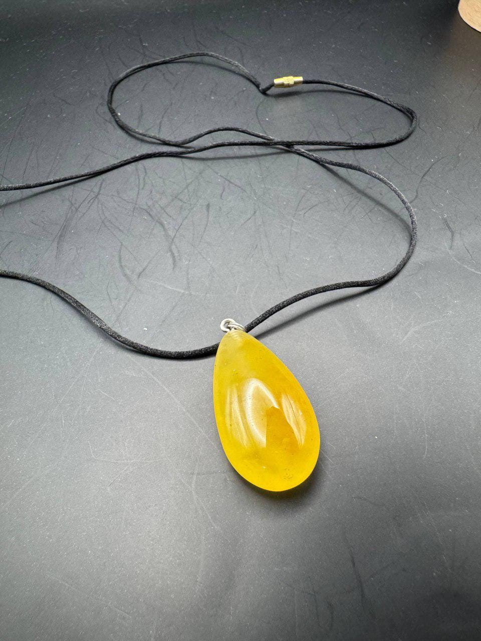 Golden Baltic Amber Teardrop Pendant, Hand-Polished, 4.5g