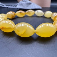 il_fullxfull.7477615705_bt1i.jpg Milky Yellow Oval Bead Bracelet, Amber-Look Gemstone, 10.3g