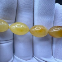 il_fullxfull.7477615805_suap.jpg Milky Yellow Oval Bead Bracelet, Amber-Look Gemstone, 10.3g