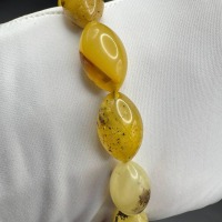 il_fullxfull.7477615819_krnm.jpg Milky Yellow Oval Bead Bracelet, Amber-Look Gemstone, 10.3g