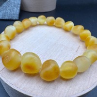 Raw Baltic Amber Bracelet, Unpolished Honey Yellow, 8.7g
