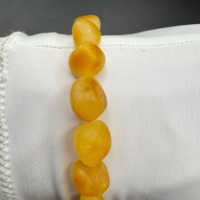 Raw Baltic Amber Bracelet, Unpolished Honey Yellow, 8.7g