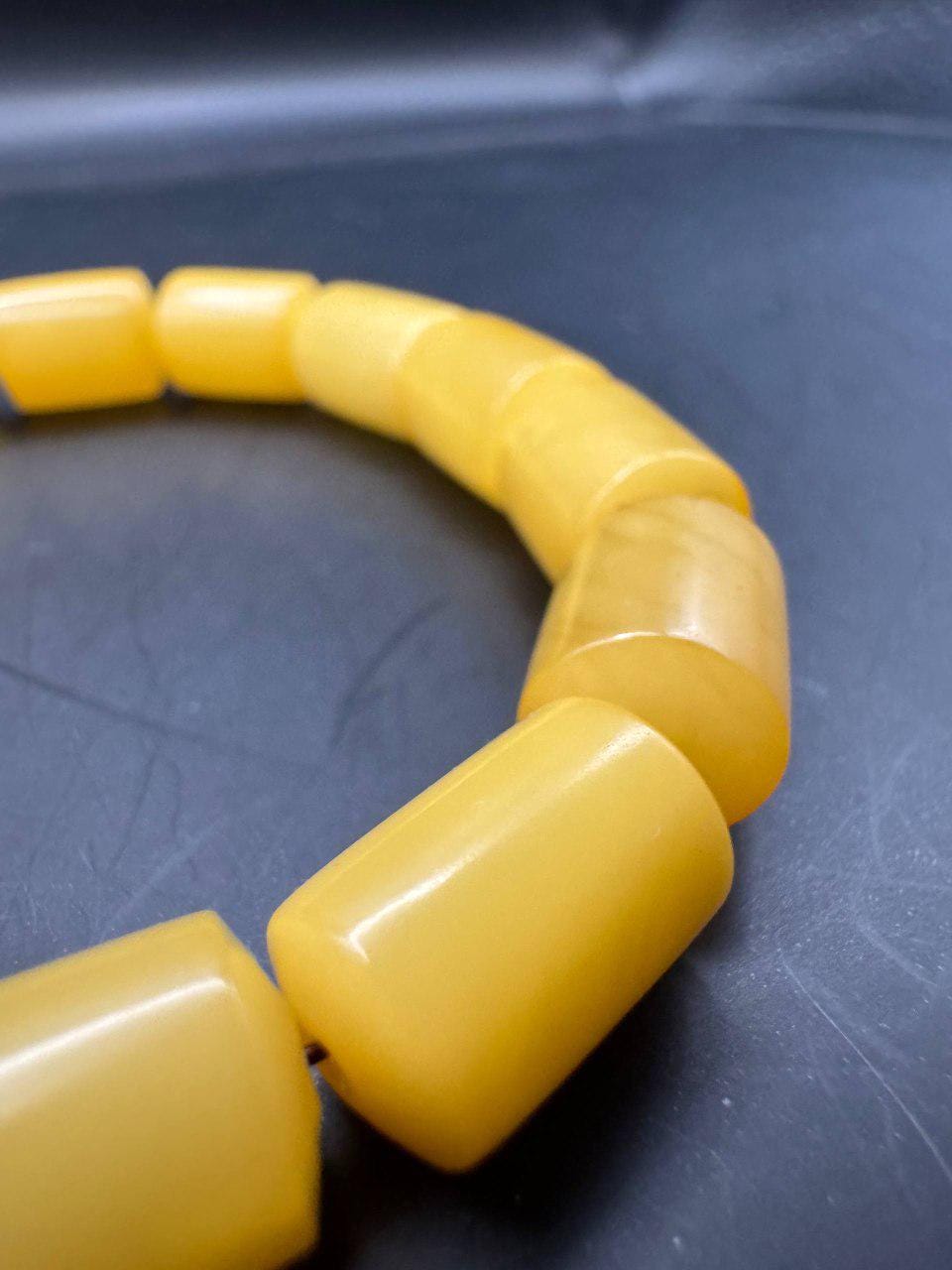 Butterscotch Baltic Amber Bracelet, Barrel Beads, 12g