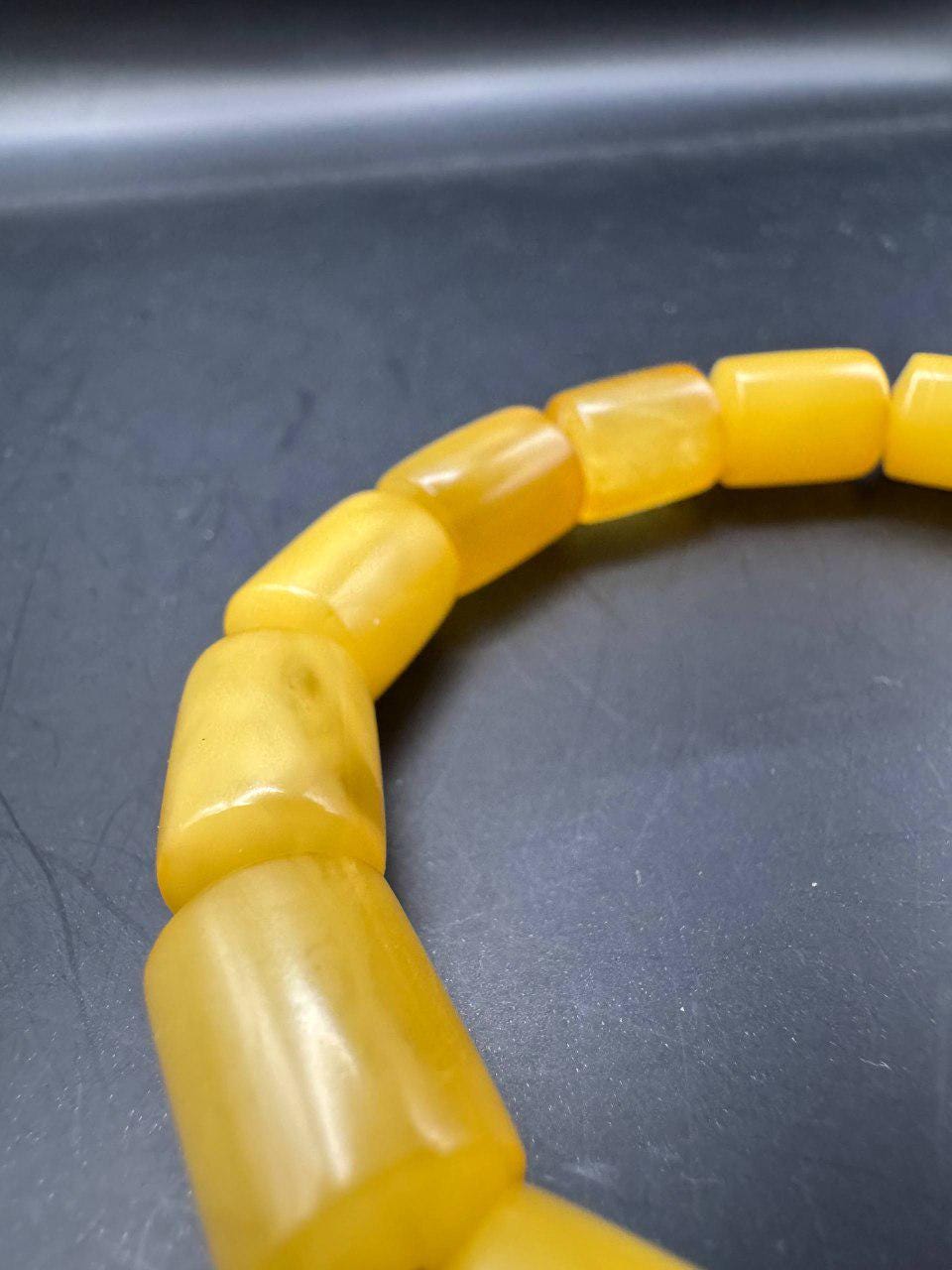 Butterscotch Baltic Amber Bracelet, Barrel Beads, 12g