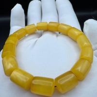Butterscotch Baltic Amber Bracelet, Barrel Beads, 12g