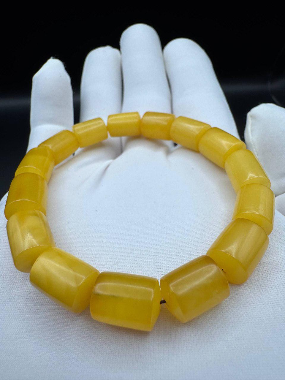Butterscotch Baltic Amber Bracelet, Barrel Beads, 12g