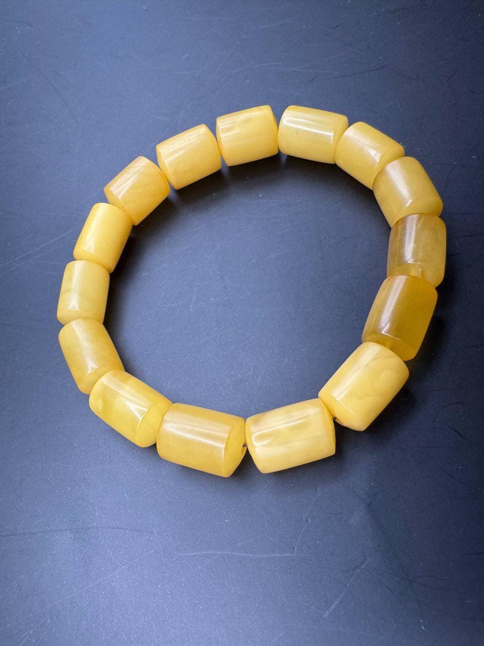 Butterscotch Baltic Amber Bracelet, Barrel Beads, 12g