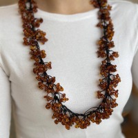 Cognac Baltic Amber Beaded Necklace, 75cm, 95g