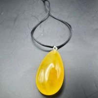 Golden Baltic Amber Teardrop Pendant, Hand-Polished, 4.5g