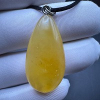 Golden Baltic Amber Teardrop Pendant, Hand-Polished, 4.5g